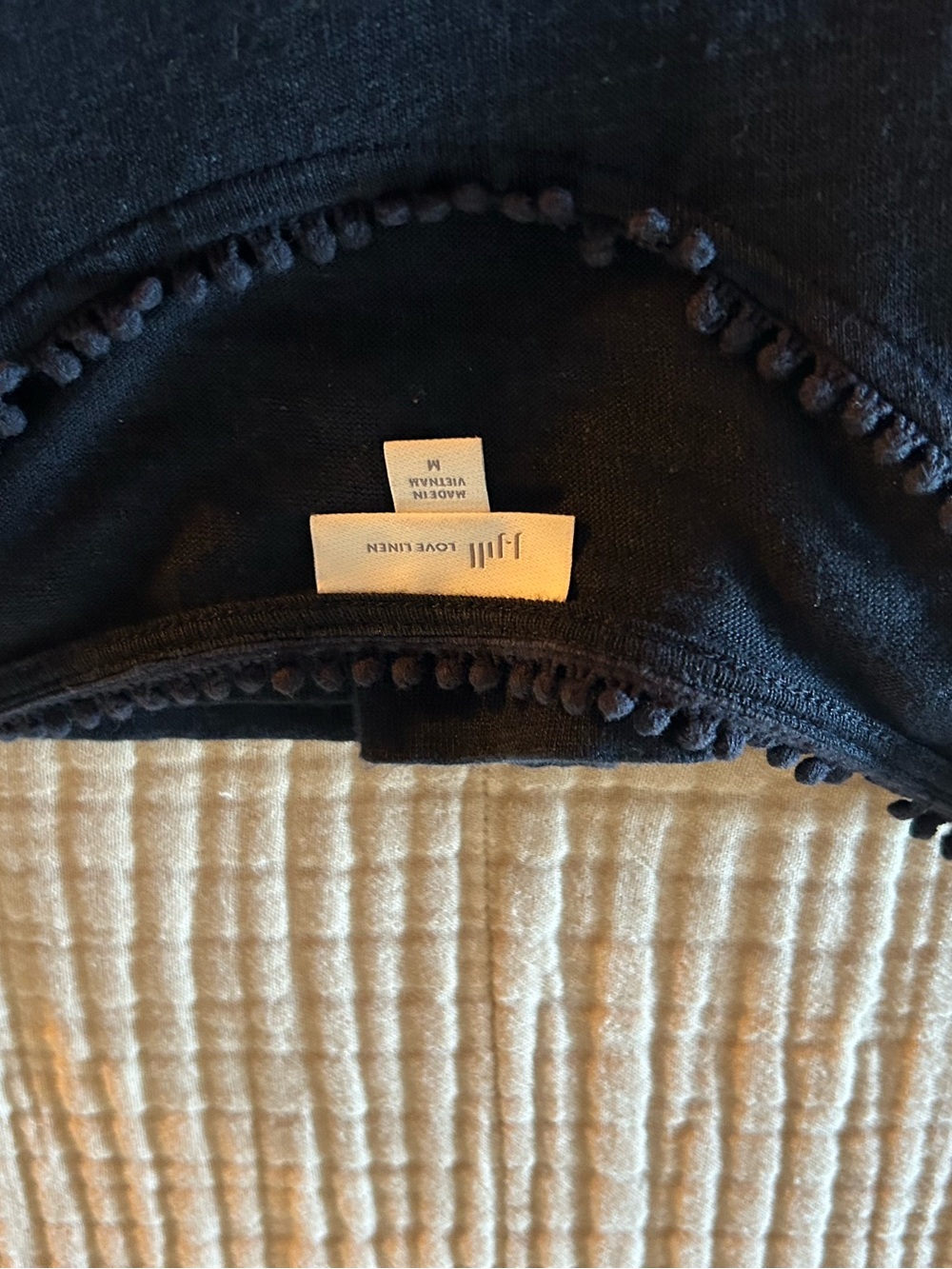 J. Jill Navy Knit Top with Pom-Trim Crew Neck - Picture 4 of 6